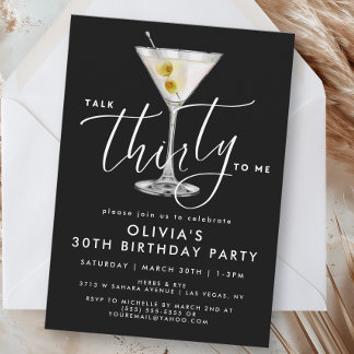 Invitation Élégant « Parle-moi de trente » Martini 30 ans