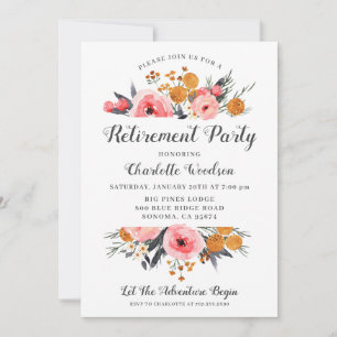 Invitation Élégant parti de retraite florale