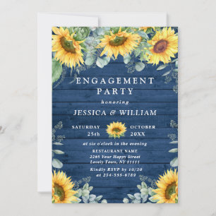 Invitation Élégant PARTI D'ENGAGEMENT Eucalyptus tournesol