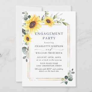 Invitation Élégant PARTI D'ENGAGEMENT Eucalyptus tournesol QR