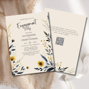Invitation Élégant Parti d'engagement Fleur sauvage Beige