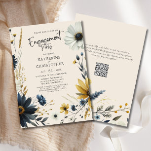 Invitation Élégant Parti d'engagement Fleur sauvage Beige