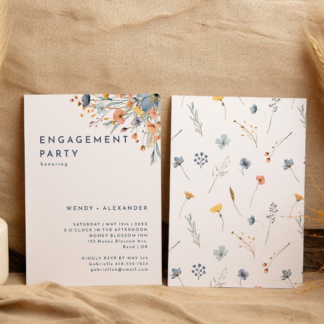 Invitation Élégant parti d'engagement floral (Créateur téléchargé)