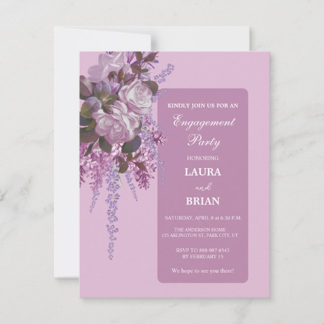 Invitation Élégant parti d'engagement floral (Devant)