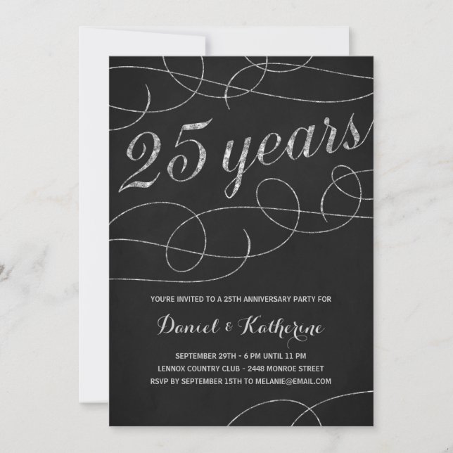Invitation Élégant | Parti du 25e anniversaire (Devant)