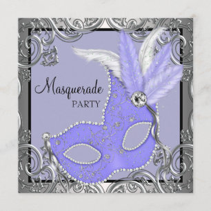Invitation Élégant parti Masquerade de masques violets de lav