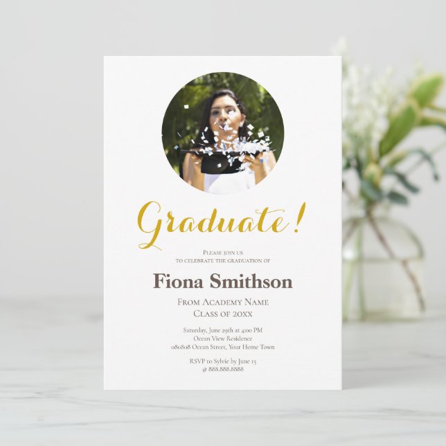 Invitation Elégant Parti Moderne de Graduation Photo (Debout devant)