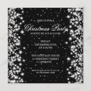 Invitation Élégant Parti Sparkle Black