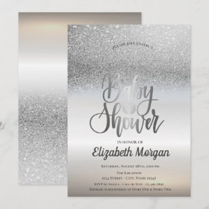 Invitation Elégant Parties scintillant Argent Baby shower Bok