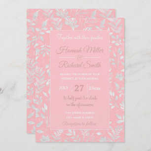 Invitation Elégant Parties scintillant Argent Foliing Rose De