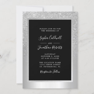 Invitation Élégant Parties scintillant d'argent tout en un Ma