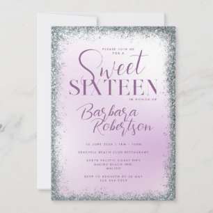 Invitation Élégant Parties scintillant d'argent violet Sweet