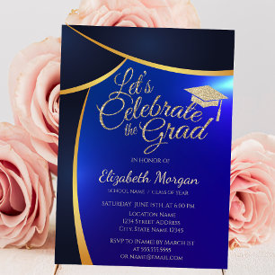 Invitation Élégant Parties scintillant d'or Casquette, Bleu G