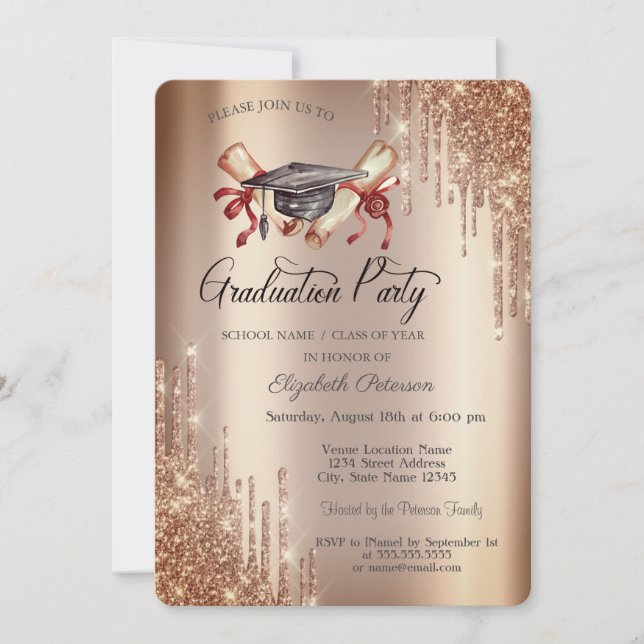 Invitation Élégant Parties scintillant Drives, Diplôme de Cas (Devant)