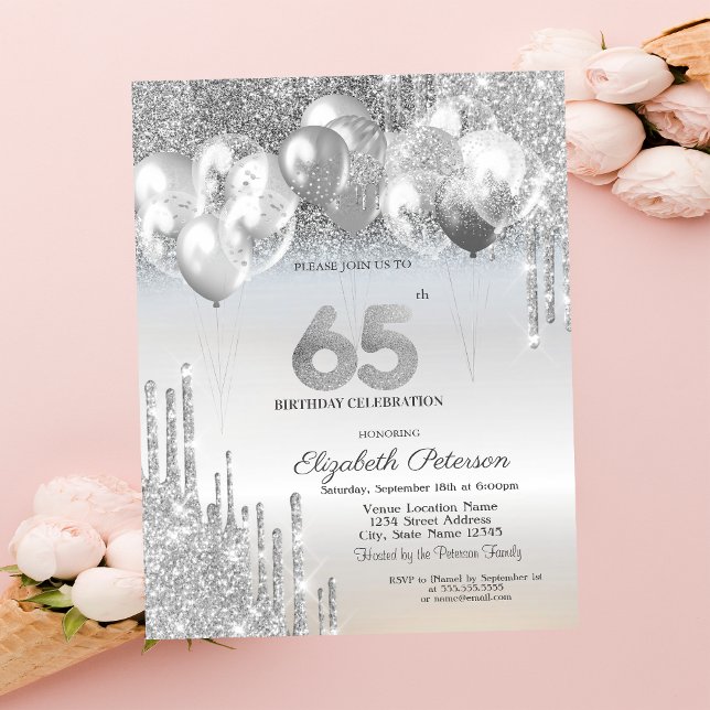 Invitation Élégant Parties scintillant en argent Lecteurs Bal (Créateur téléchargé)