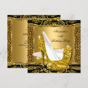 Invitation Élégant Parties scintillant Gold Glamor haut talon