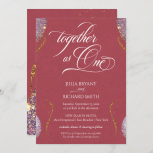 Invitation Elégant Parties scintillant or Amethyst Modern Red
