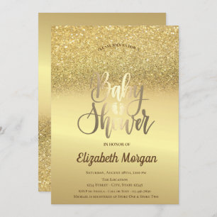 Invitation Elegant Parties scintillant or Bokeh Ombre Baby sh