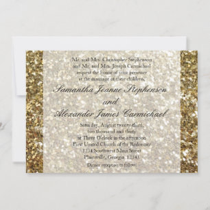 Invitation Elégant Parties scintillant or Mariage imprimé