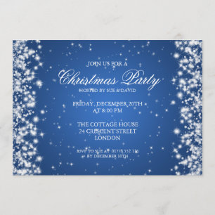 Invitation Élégant Party Sparkle Blue