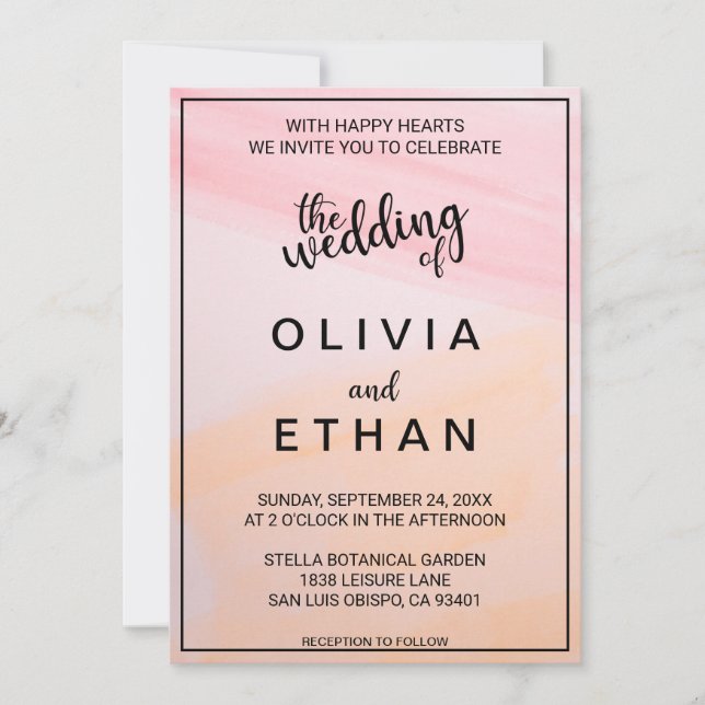 Invitation Elégant Pastel Aquarelle Dusty Mariage Abstrait (Devant)