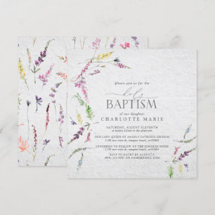 Invitation Élégant Pastel Fleur sauvage Aquarelle Baptême