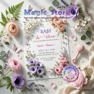 Invitation Elegant Pastel Floral Garden Baby In Bloom