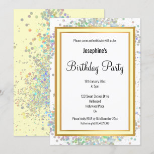 INVITATION ÉLÉGANT PASTEL HOLOGRAPHIQUE LEMON GOLD ANNIVERSAI