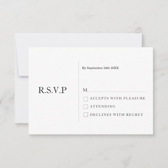 Invitation Elégant Pastel Minimal Blanc Moderne Mariage RSVP (Devant)