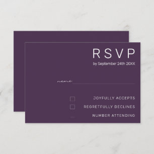 Invitation Elégant Pastel Minimal Purple Mariage moderne RSVP