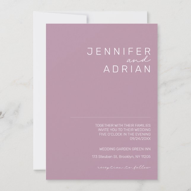 Invitation Elégant Pastel Minimal Purple Moderne Simple Maria (Dos)