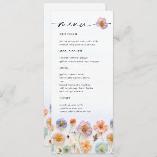 Invitation Elégant Pastel Pink Boho Fleur sauvage Menu Mariag