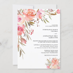 Invitation Elégant Peach Rose Aquarelle Mariage Floral