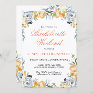 Invitation Élégant PeachFloral Bachelorette Week-end Itinérai