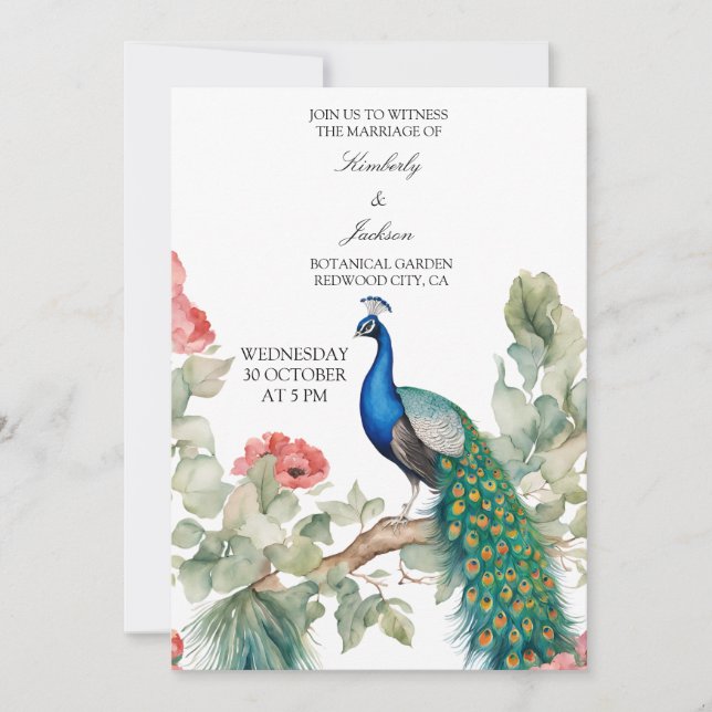 Invitation Elégant Peacock (Devant)
