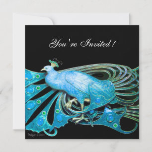 INVITATION ELÉGANT PEACOCK EN BLEU NOIR TURQUOISE MARIAGE