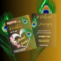 Elégant Peacock Feather & Rose Mariage personnalis