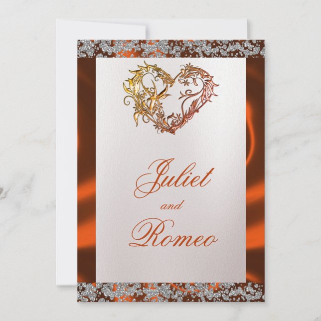 Invitation Elegant Pearl, Copper Ribbon & Sparkle (Devant)