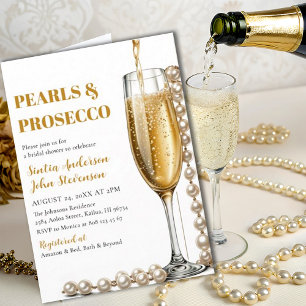 Invitation Elégant perles d'or et Mariage de poursuites