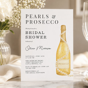 Invitation Élégant Perles et Prosecco Enterrement de Vie de J