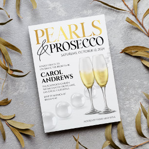 Invitation Élégant Perles et Prosecco pour Enterrement de Vie