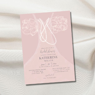Invitation Elégant Perles Rouffles Blush Fête des mariées