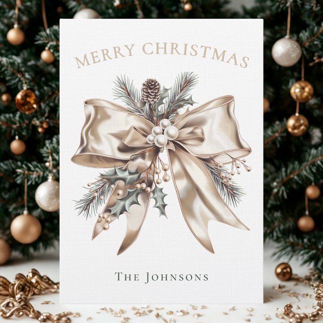 Invitation Elegant Personalized Christmas Bow Card  (Créateur téléchargé)