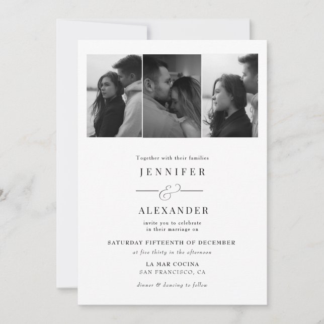Invitation Elegant  Photo Collage Wedding (Devant)