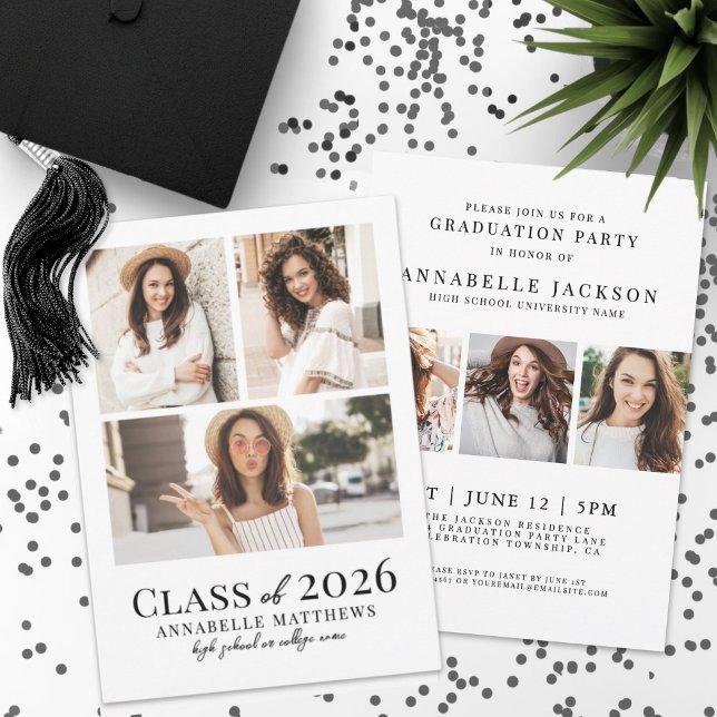 Invitation Elegant Photo Graduation Party (Elegant Simple Photo Graduation Party Invitation)