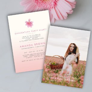Invitation Élégant Pink Floral Graduation Party 2025