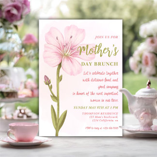 Invitation Elegant Pink Floral Mother’s Day Brunch