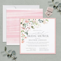 Elegant Pink Floral Script Virtual Bridal Shower
