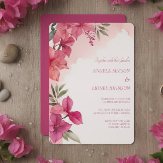 Invitation Elegant Pink Floral Watercolor Wedding