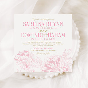 Invitation Elegant Pink Gold Floral Peony Wedding